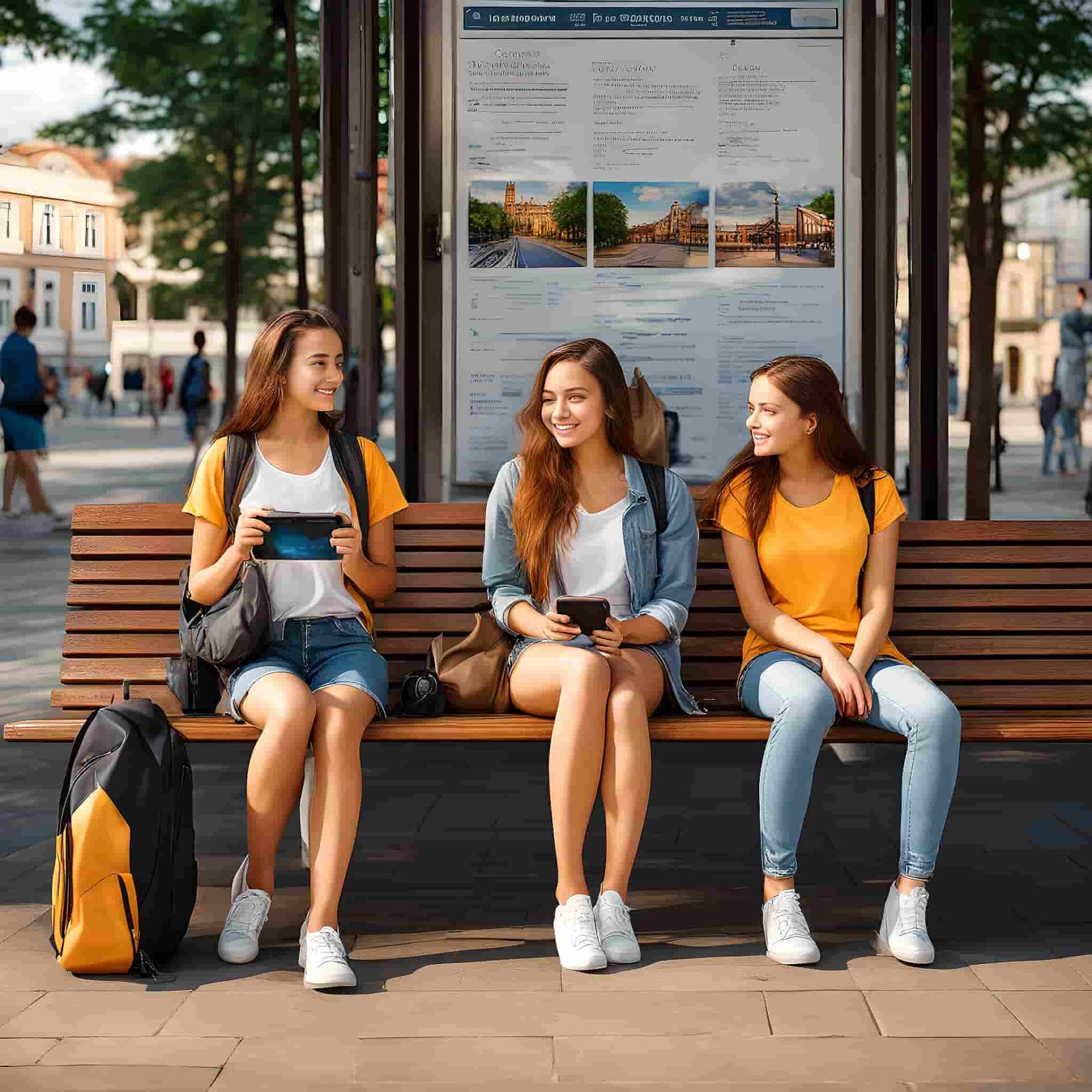 Immagine di un gruppo di studenti che camminano per le strade di una città straniera.