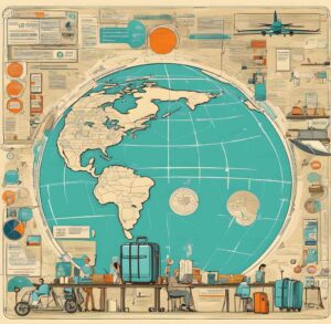 Immagine di una cartina del mondo: viaggi ovunque con la assicurazione contro annullamento viaggio