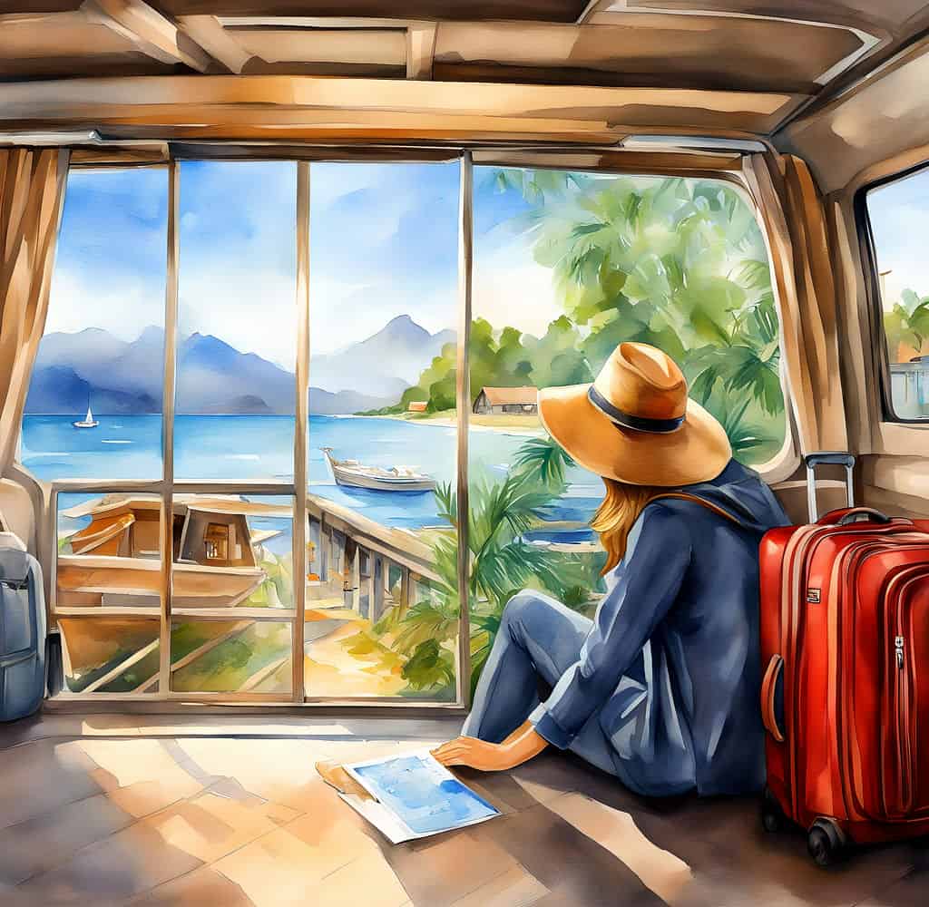 Persona in viaggio appoggia sul tavolo la sua assicurazione per viaggio di lavoro