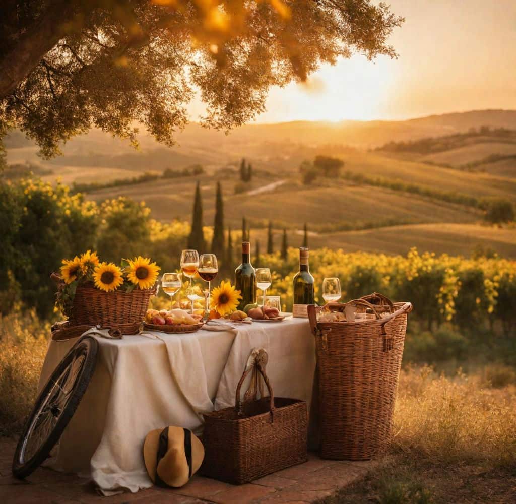 Confronto assicurazione viaggi fra queste splendide colline con un tavolo arricchito da fiori